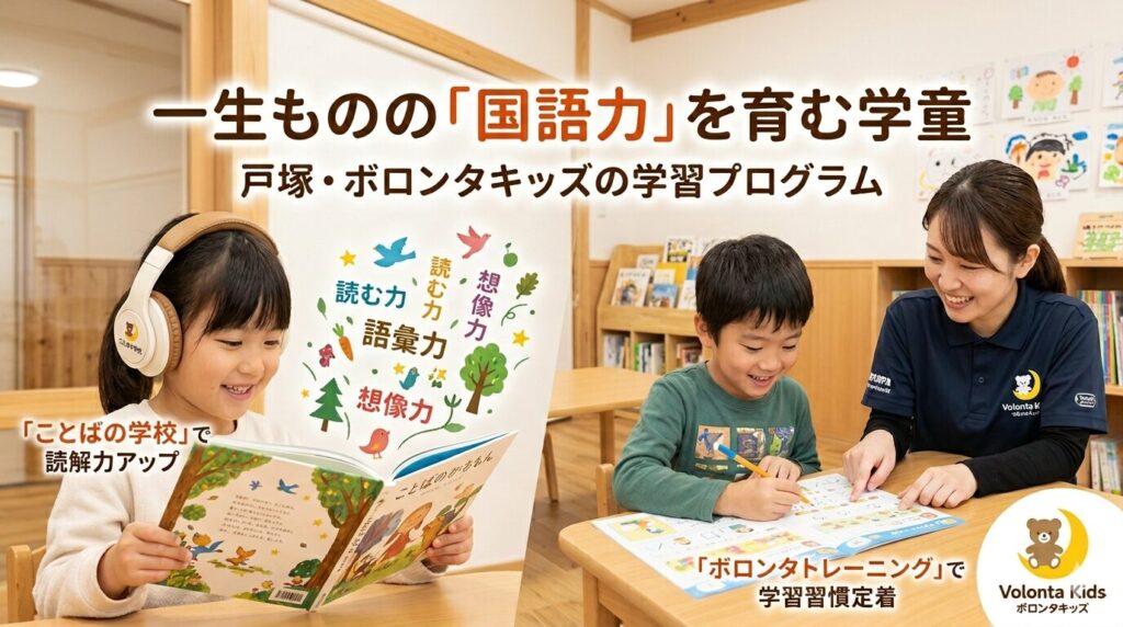 ことばの学校、ボロンタトレーニングをしている小学生の様子。